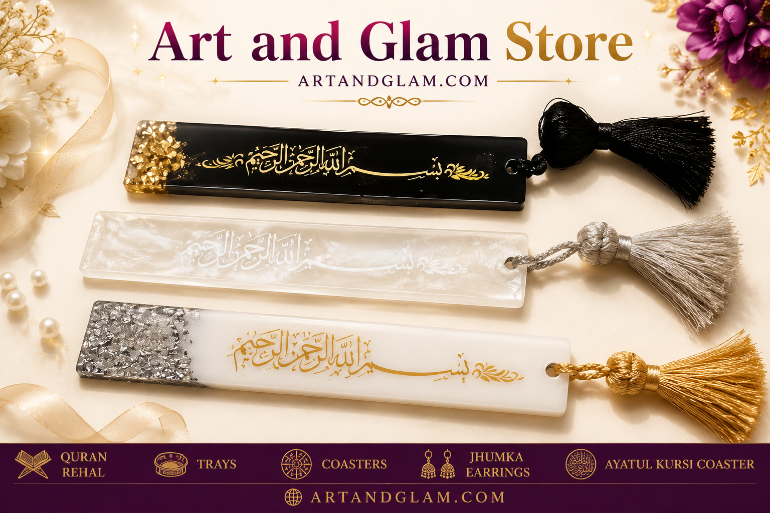 handmade resin bookmark – bismillah design ✨ handmade resin bookmark – bismillah design ✨