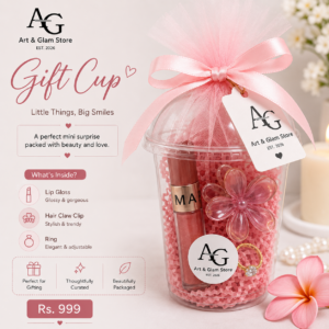 Home gift cup β necklace, lip gloss & hair claw clip